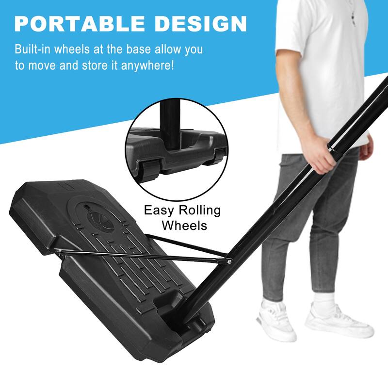 Portable Basketball Hoop Backboard System Stand Height Adjustable 6.6ft - 10ft with 44 Inch Backboard and Wheels