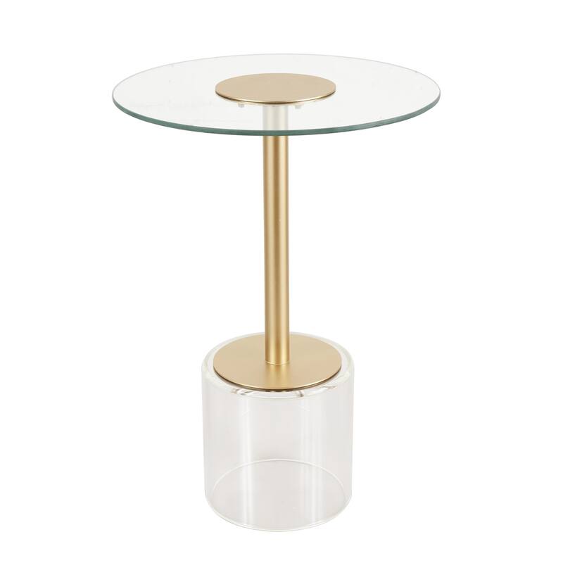 Acrylic Plastic Accent Table with Elevated Base and Gold Stand - Clear - Roche River Decor - Clear - 16"W,22"H