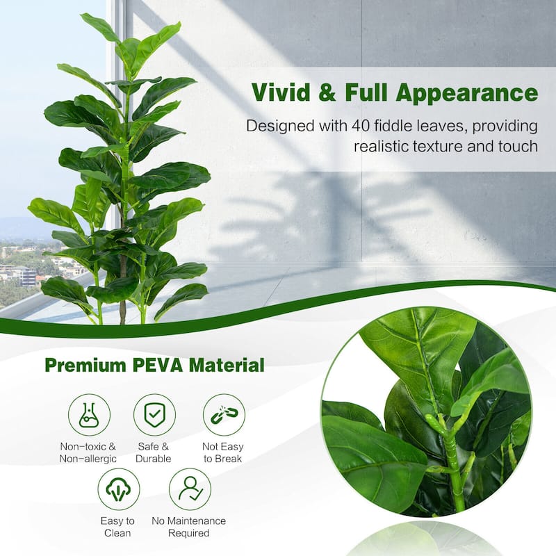 Gymax Artificial Tree 2-Pack Artificial Fiddle Leaf Fig Tree forIndoor