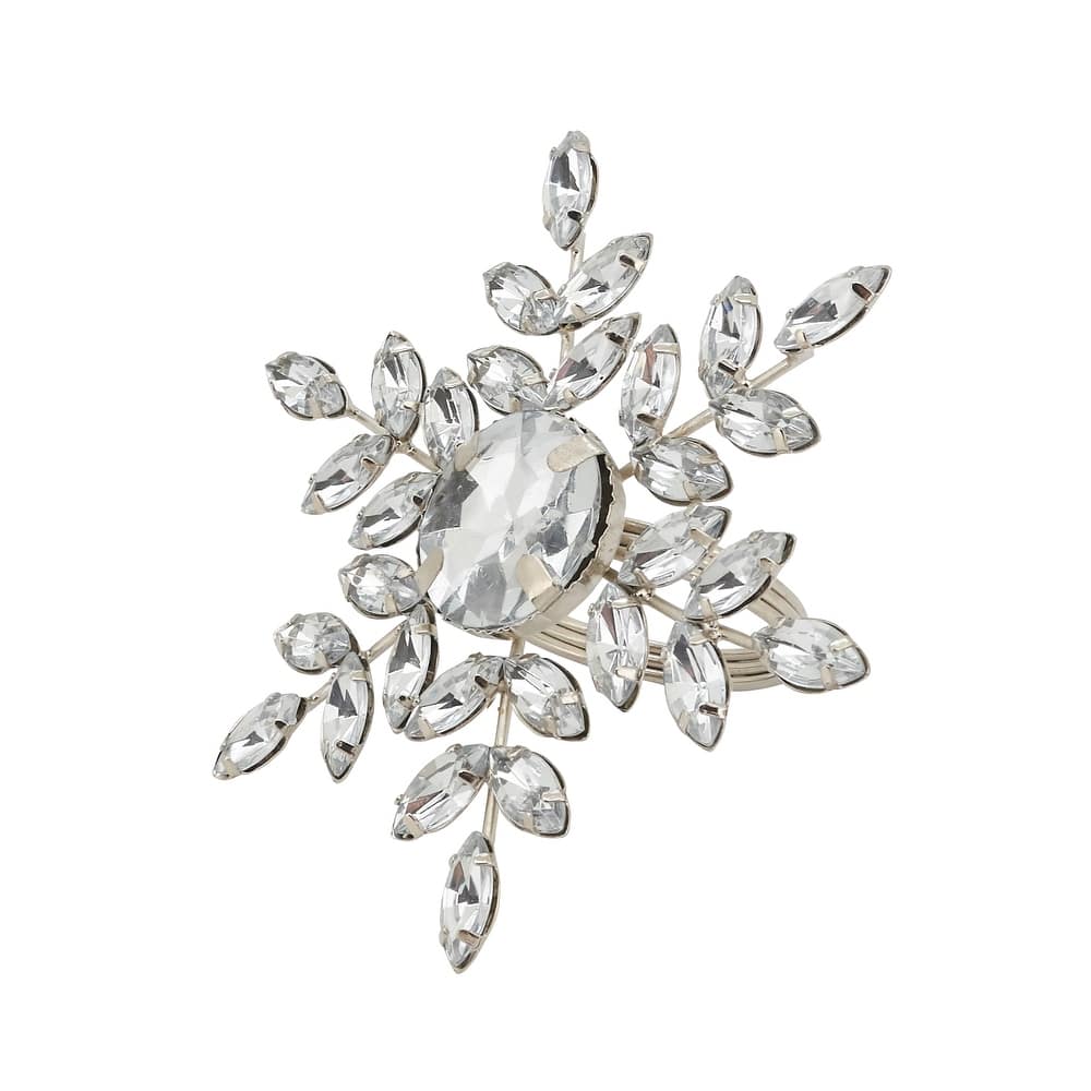 Elegant Frost Beaded Snowflake Napkin Ring (Set of 4)