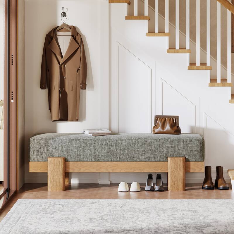 Upholstered Entryway Bench, Modern Shoe Bench, End of Bed Stool Accent Seat for Bedroom, Entrance, Living Room