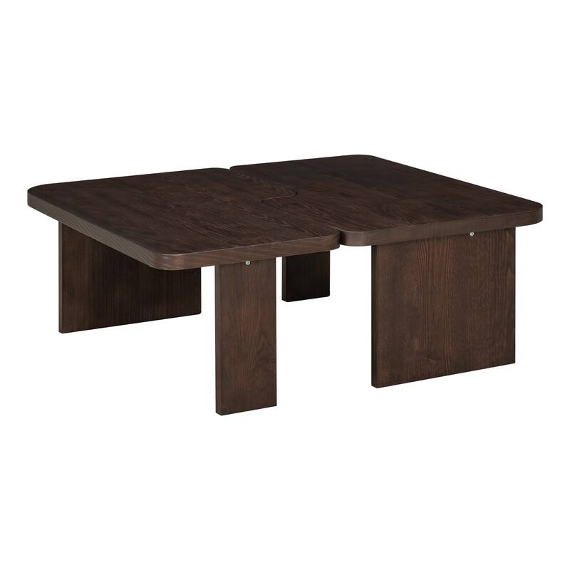 Modern Minimalist Rectangle Coffee Table with Splicing Design, Multifunctional Combination Table for Living Room
