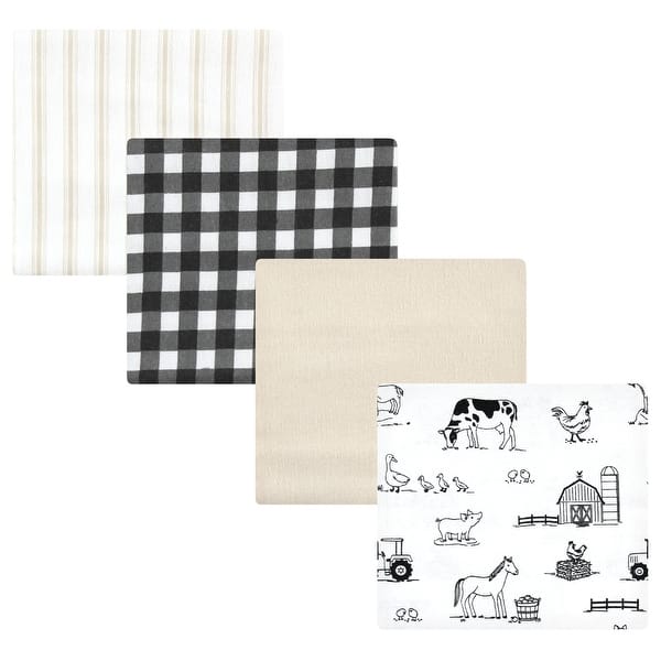 slide 1 of 1, Hudson Baby Unisex Cotton Flannel Receiving Blankets, Neutral Farm, One Size - Neutral Farm - One Size One Size - Neutral Farm