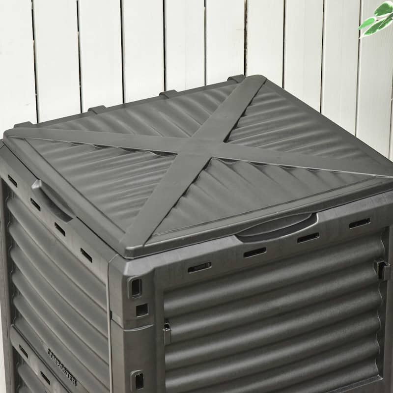 Outsunny Garden Compost Bin Large Outdoor Compost Container 80 Gallon Fast Creation of Fertile Soil Aerating Compost Box