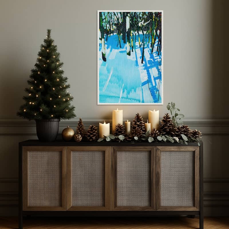 Whitewater 2 by Randall Mattheis (23 x 33 in.), Framed Canvas Wall Art Print - Sylvie Beaded White
