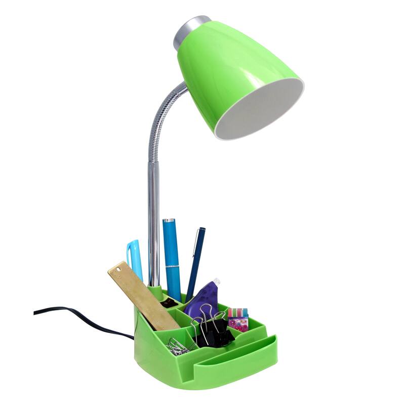 18.5 in. Chrome Finish Table Lamp with Green Shade, Desk Lamp for Writing and Computer Desks