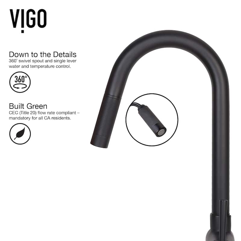 VIGO Gramercy 17" H Single Handle Pull-Down Spout Kitchen Faucet with Touchless Sensor