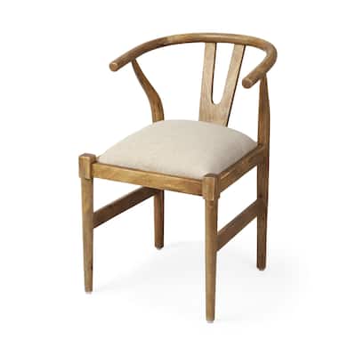 Beige And Brown Upholstered Fabric Back - Multi