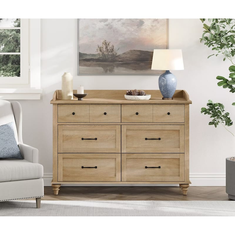 Mid Century Dresser with 5/6 Drawers, Wooden Kids Dresser for Bedroom