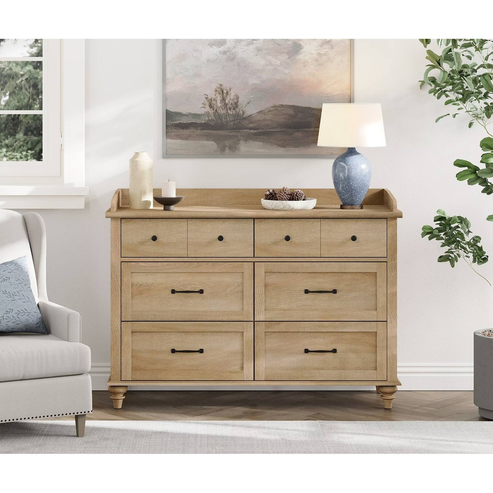 brown kids dresser white Mid Century with 5/6 Drawers, Wooden Dresser for Bedroom - Antique Wooden dresser