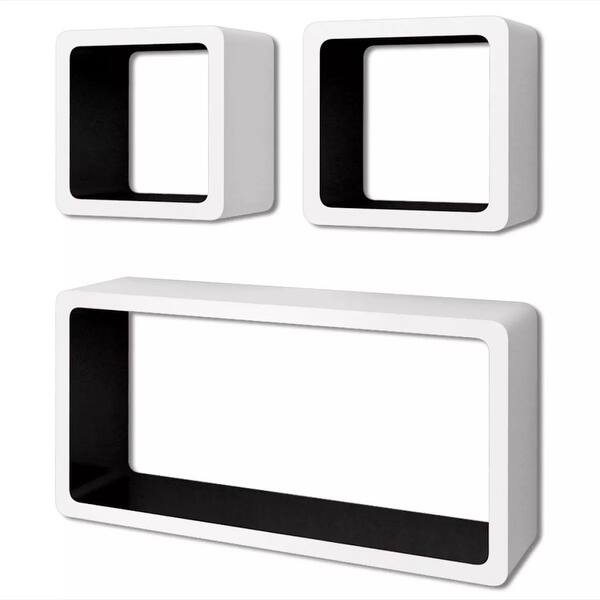 Shop Vidaxl 3 White Black Mdf Floating Shelf Cubes Book Dvd