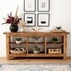 preview thumbnail 7 of 9, 70.86" Solid Wood Sofa Console Table with Open Storage Shelves & Wavy Edge Designs