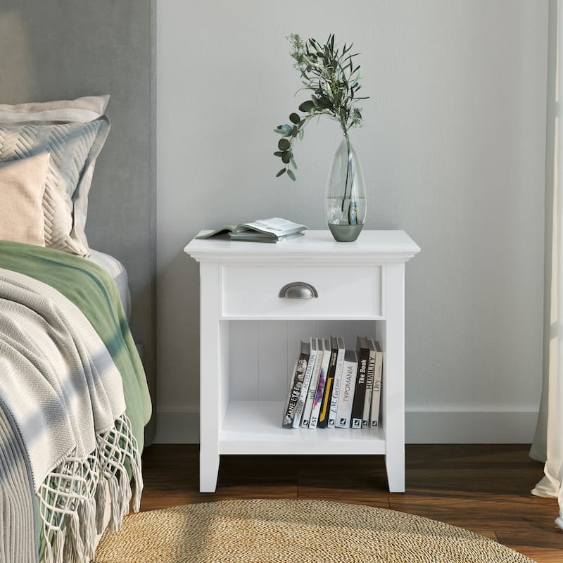 WYNDENHALL Normandy SOLID WOOD 24 inch Wide Bedside Nightstand Table - White