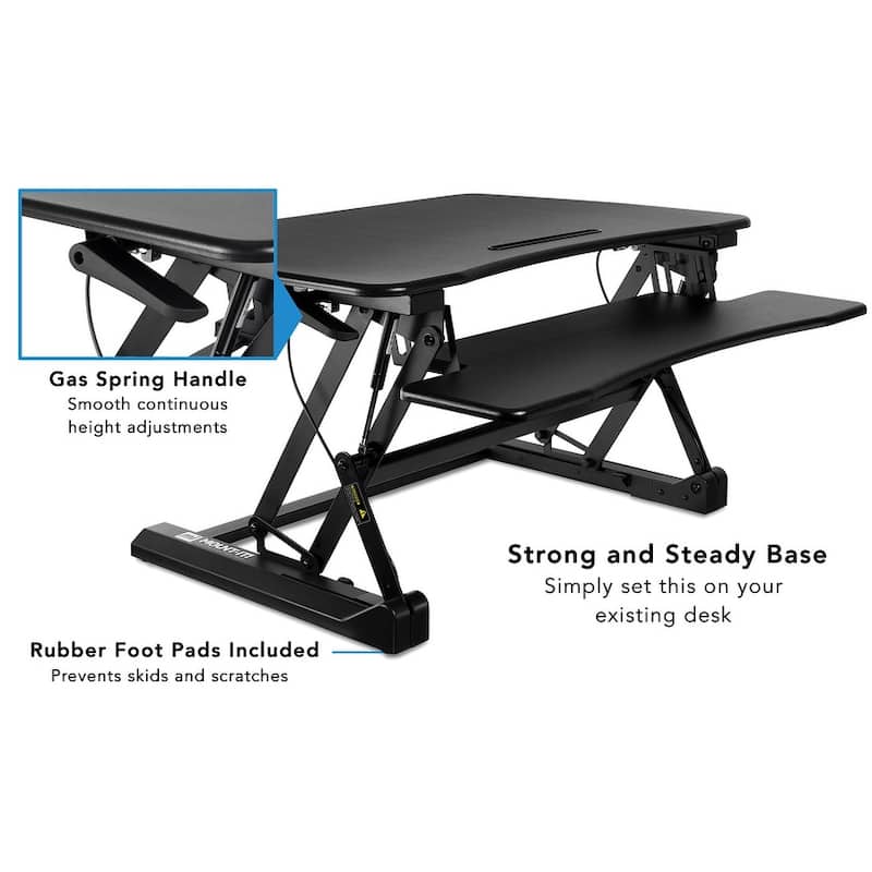 Mount-It! Standing Desk Sit-Stand Desk Converter Height Adjustable, Large Surface Area