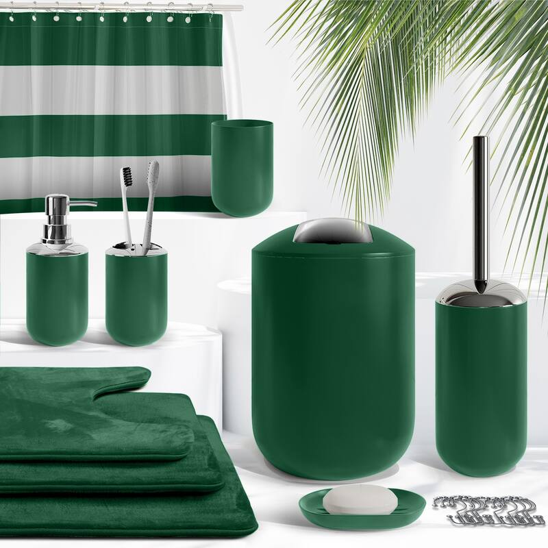 Clara Clark 23 Piece Complete Bathroom Accessories Kit With Shower Curtain and Rug Set