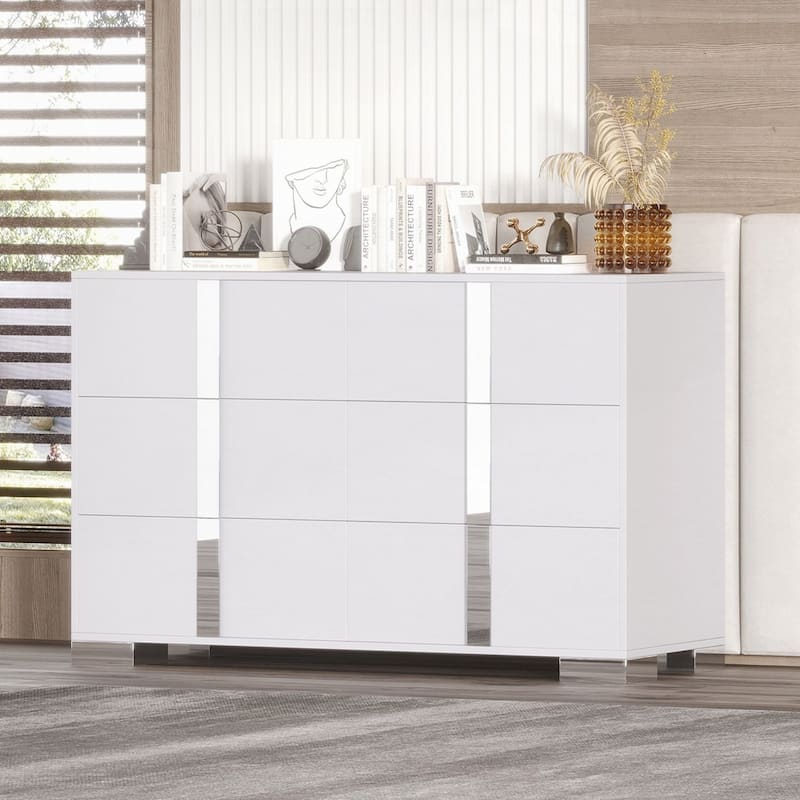Elegant Modern Dresser with Metal Handle