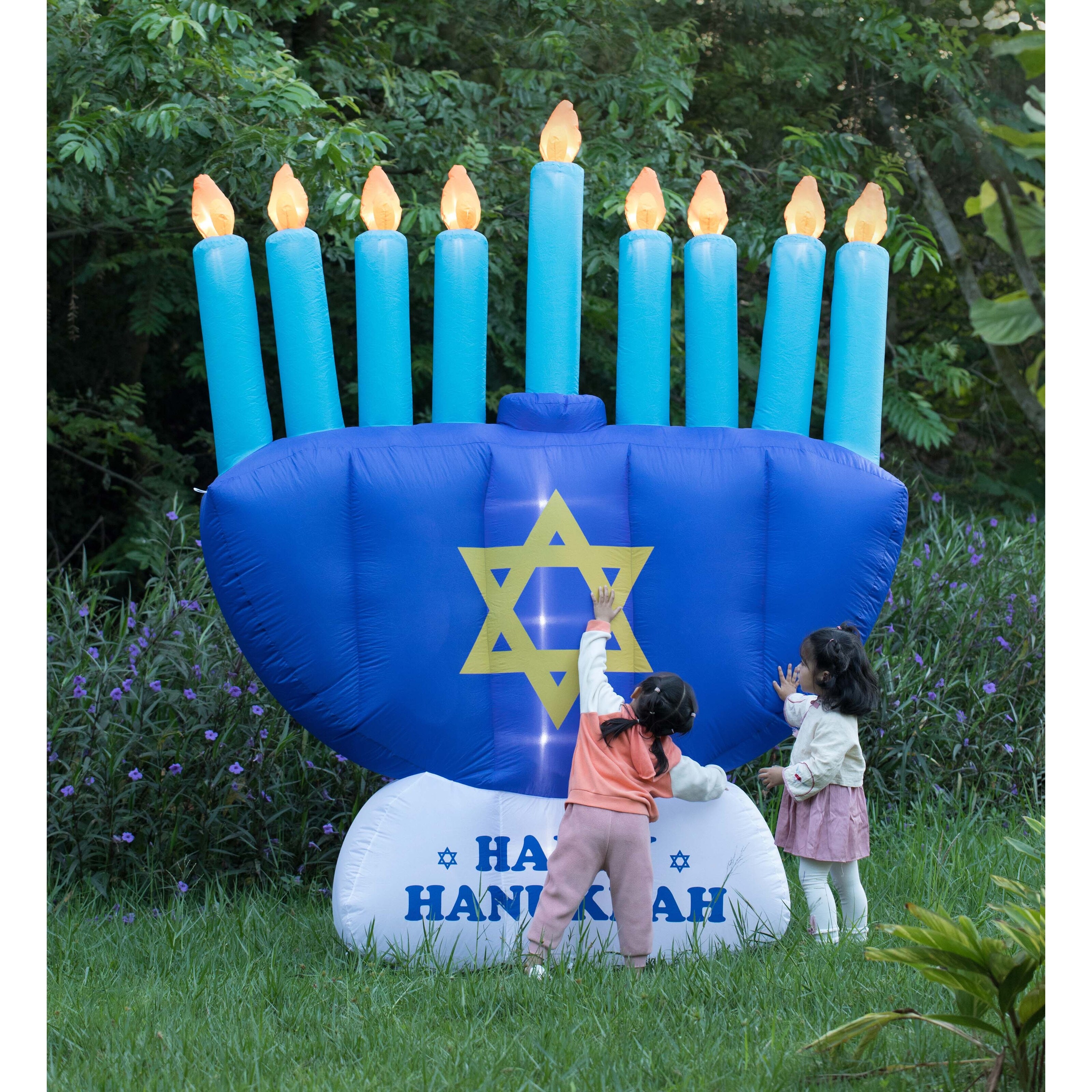 Shop Giant Hanukkah Inflatable Menorah Yard Decor With Built In Bulbs Tie Down Points And Powerful Built In Fan Overstock 32333445