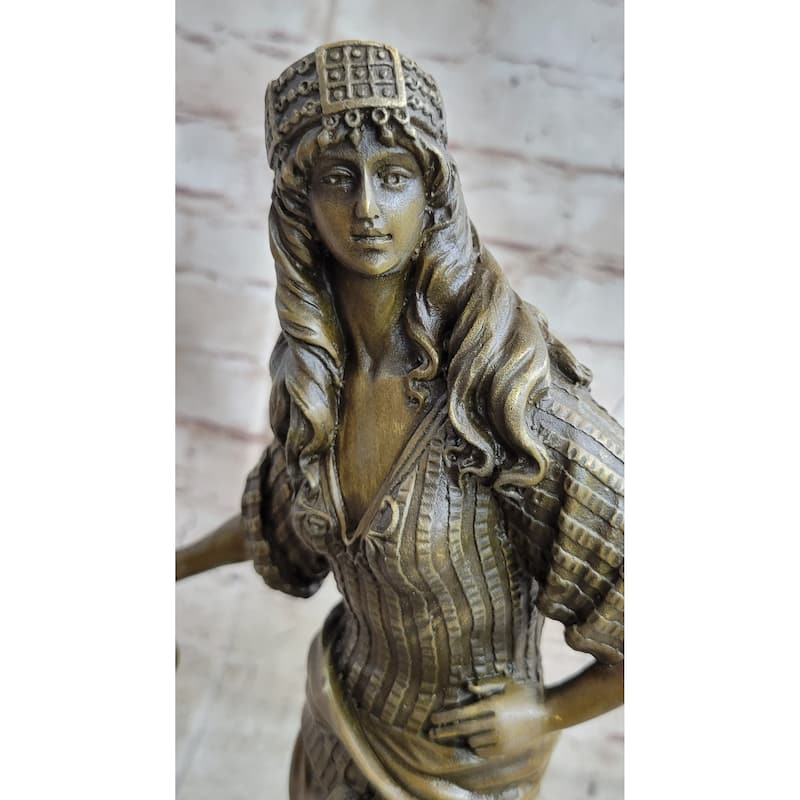 Ancient Warrior Princess W/ Sword Bronze Statue Sculpture Figure 15 Inches X 8 Inches