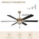 preview thumbnail 13 of 11, Bella Depot 65" Modern Crystal Ceiling Fan 6-speed Reversible Ceiling fan with Remote and Light Kit