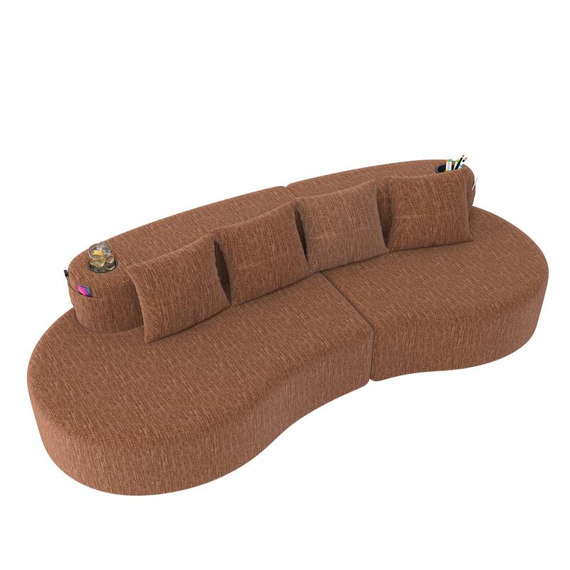 Modern Curved Sectional 3 Seat Minimalist Elegant Half Moon Sofa Compressed Modular Sectional Sofa for Living Room, Office