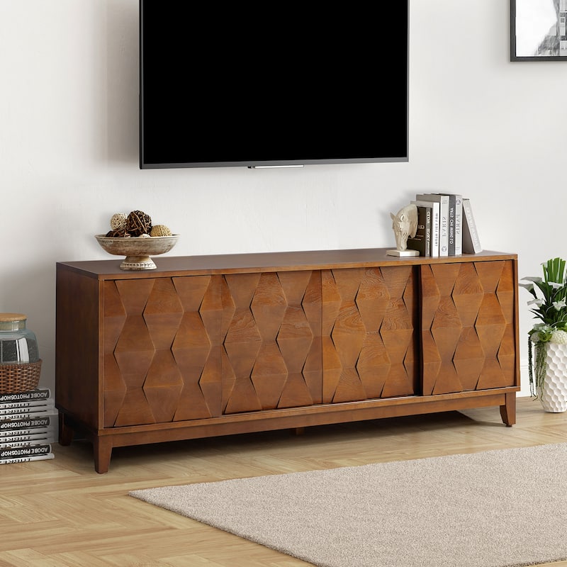 August Modern Media Console TV Stand with 2 Drawers and Sliding Doors for TVs up to 78" by HULALA HOME