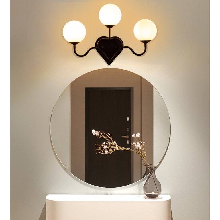 3-Light Black Bathroom Vanity Lights Wall Light with Glass Shade - 3 light - milky white