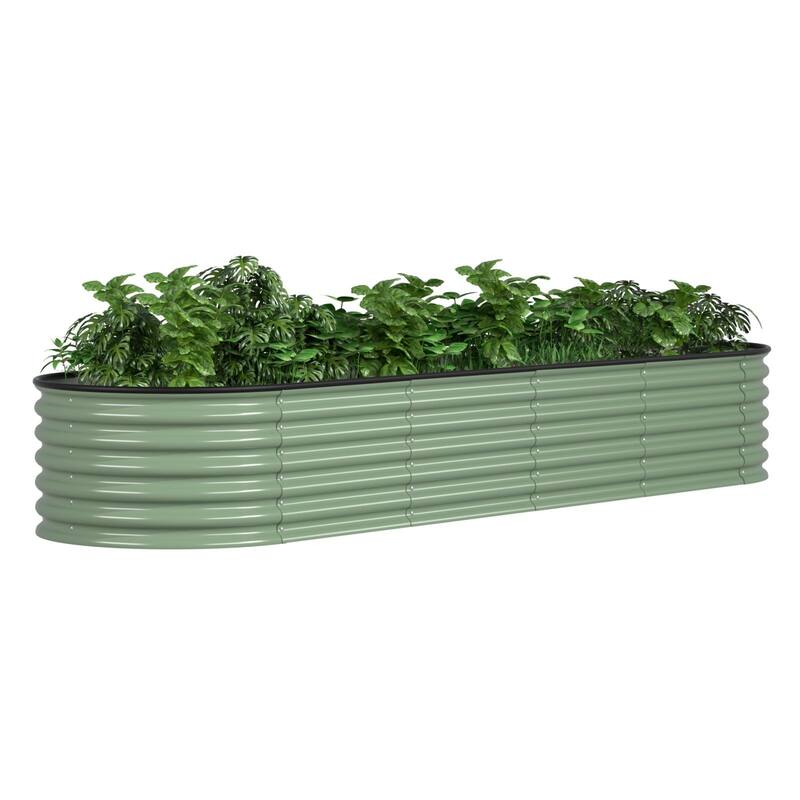 VEIKOUS 9-in-1 Modular Galvanized Metal Raised Garden Bed Kit, Bottomless Design with Safe Oval Corners & Stainless Hardware