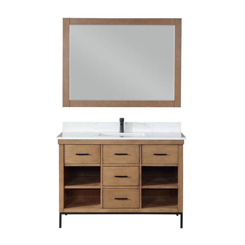 Altair Kesia Bathroom Vanity with Composite Stone Countertop with Mirror