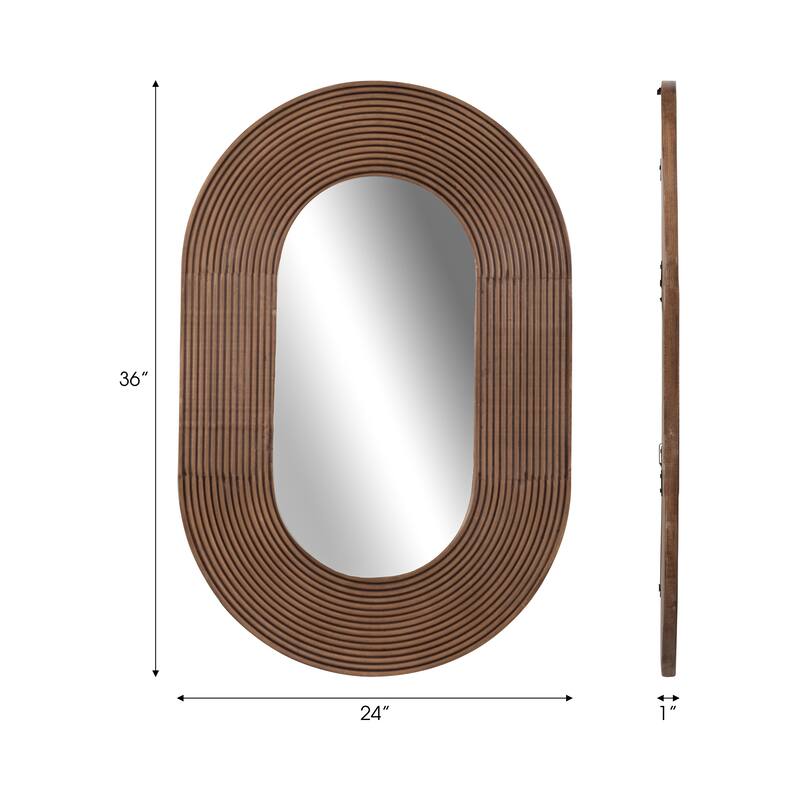 Sagebrook Home Large 24"x36" Wall Mirror, Modern Elliptical Design, Chocolate Brown, Home Decor Accent Piece - 24" x 1" x 36"