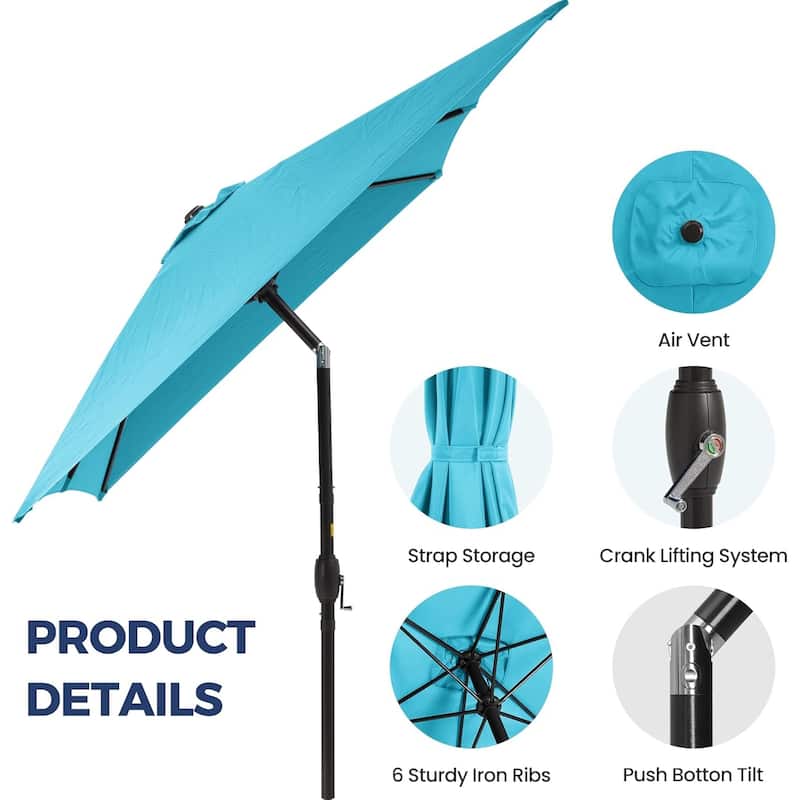 6.5 x 10 Ft Rectangular Patio Umbrella with Crank