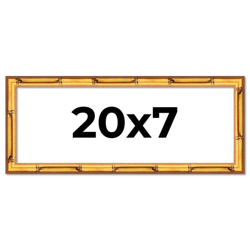 20x7 Frame Gold Bamboo Picture Frame Modern Photo Frame Includes UV Acrylic Shatter Guard Front Acid Free Foam Backing Board