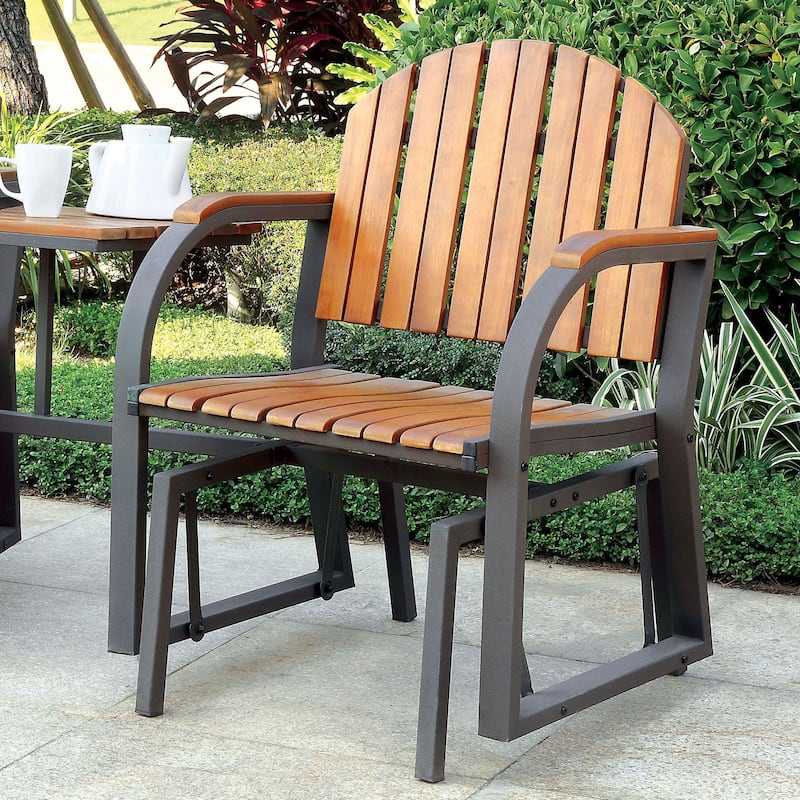 Liro Country Oak Metal 3-Piece Rocking Conversation Set by Furniture of America