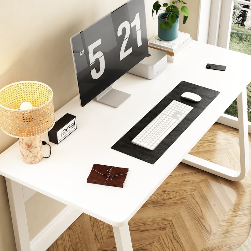 Computer Table Gaming Table Home Desk Writing Desk Bedroom Desk Workbench Desk - White L47.2inch
