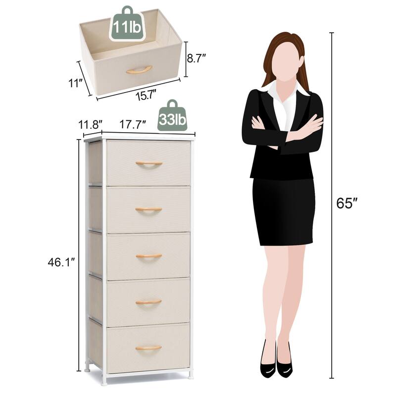 Crestlive Products Household 5-Drawer Vertical Dresser Storage Chest
