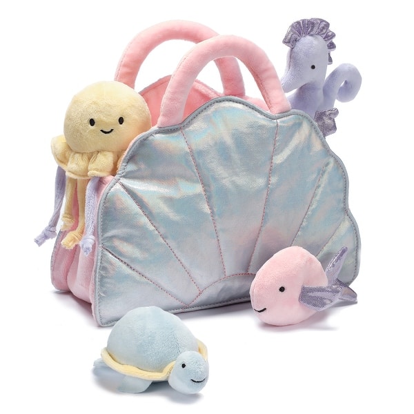 slide 2 of 4, Lambs & Ivy Interactive Aquatic/Sea Shell Plush with Stuffed Animal Toys