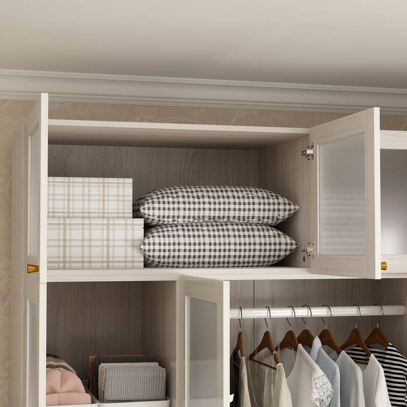 Combo Large Frosted Glass Closet: Versatile Wardrobe Options Armoires