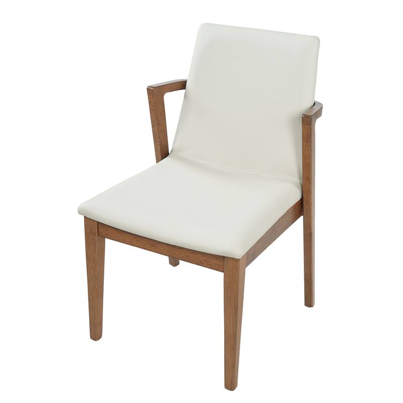 Christopher Knight Home - Mid-Century Modern Upholstered Wood Dining Arm Chairs with Ergonomic Armrests & Backrest, Set of 2