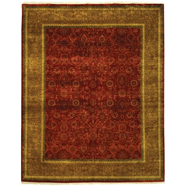 slide 2 of 12, SAFAVIEH Couture Hand-knotted Ganges River Shantell Traditional Oriental Wool Rug with Fringe 8' x 10' - Rust/Green - Rectangle
