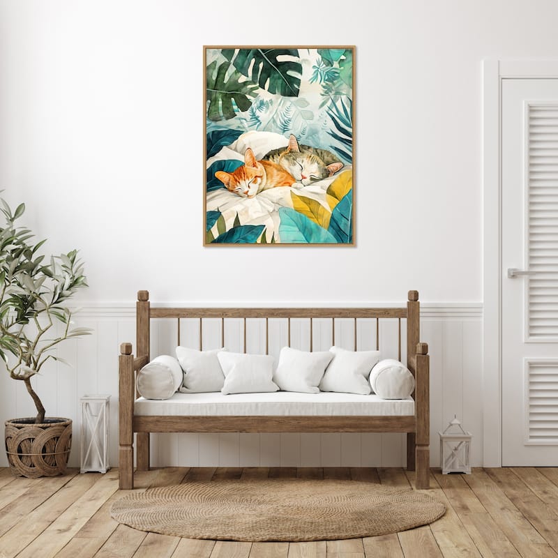 Cats Lives Napping by Justyna Jaszke Framed Canvas Wall Art