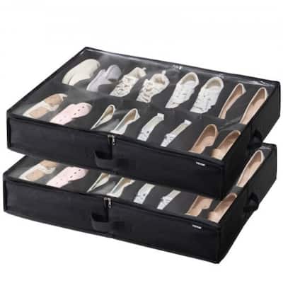 Under Bed Shoe Storage Organizer Set of 2 with 32 Compartments - 31.5 x 23.6 x 5.9 in
