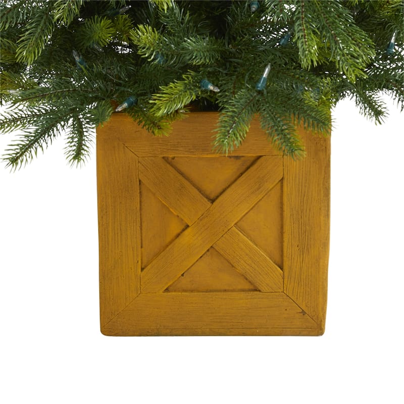 6Ft Artificial Christmas Tree with Lights & Planter - Holiday Decor, Festive Tree, Indoor Xmas Tree - Green - 72