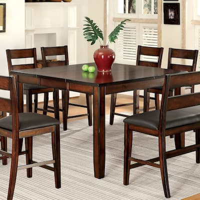 Furniture of America Paur Cherry 54-inch Square Expandable Counter Height Table