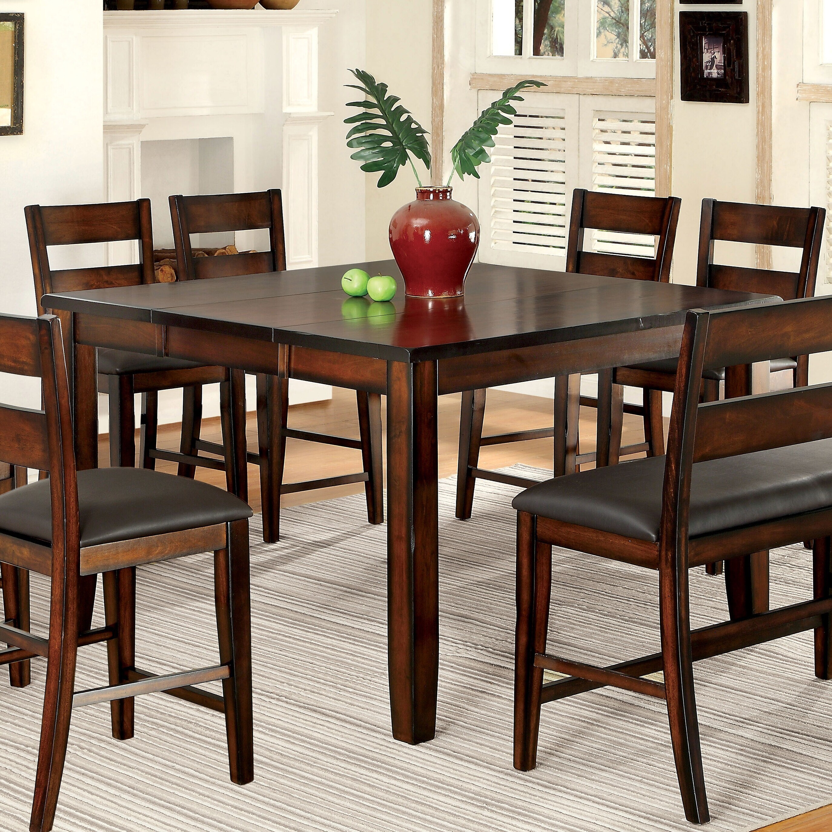 Shop Furniture Of America Paur Transitional Cherry Counter Dining Table Overstock 9828245