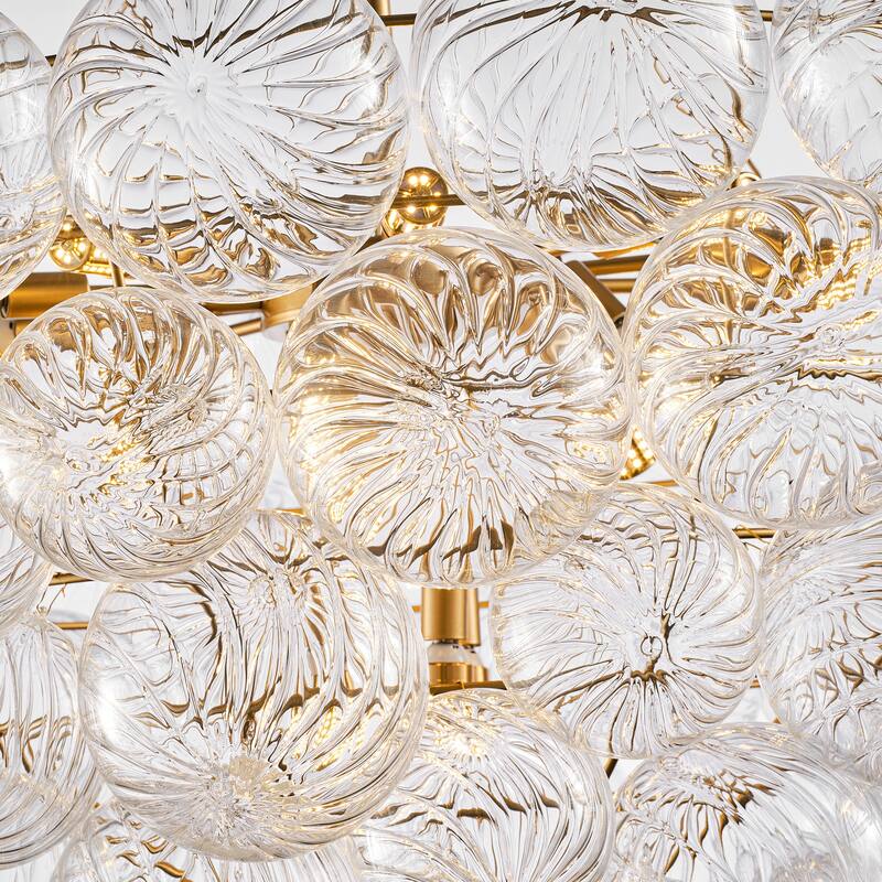 Gold Bubble Ball Chandelier, LED Pendant Light with Glass Globes