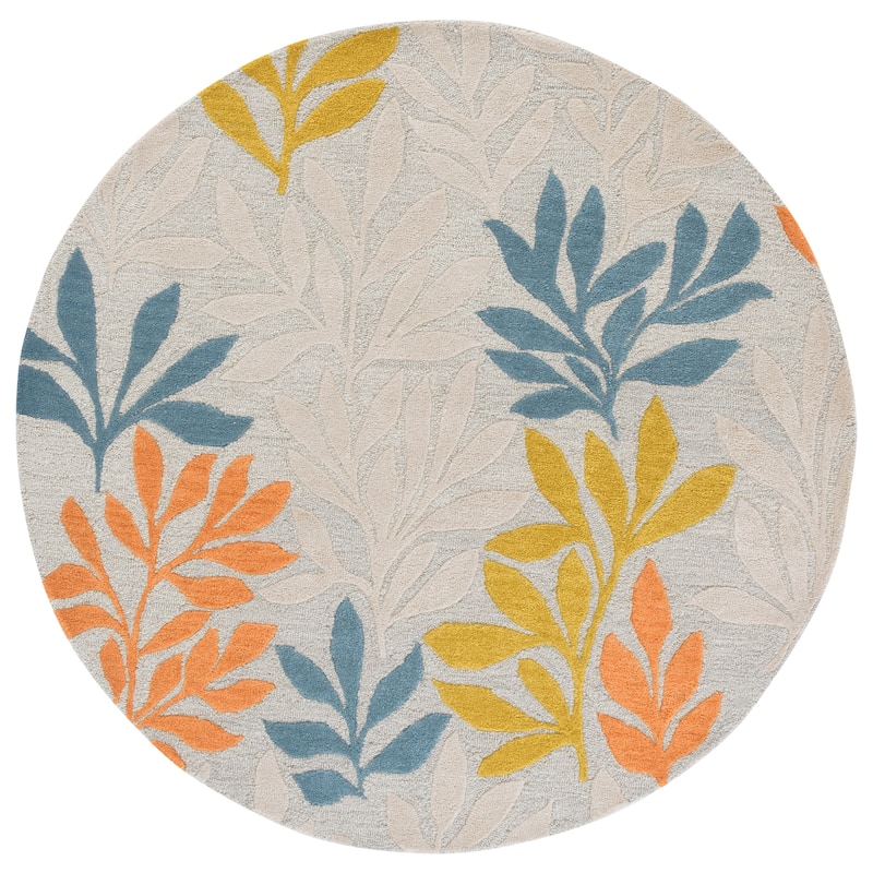 SAFAVIEH Handmade Jardin Melehat Wool Rug - Grey/Blue - 6' Round