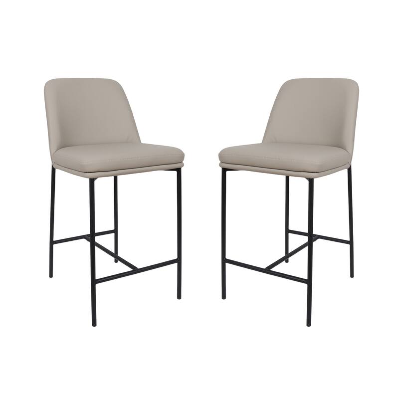 Manhattan Comfort Loft Vegan Leather Metal Counter Stool - Set of 2