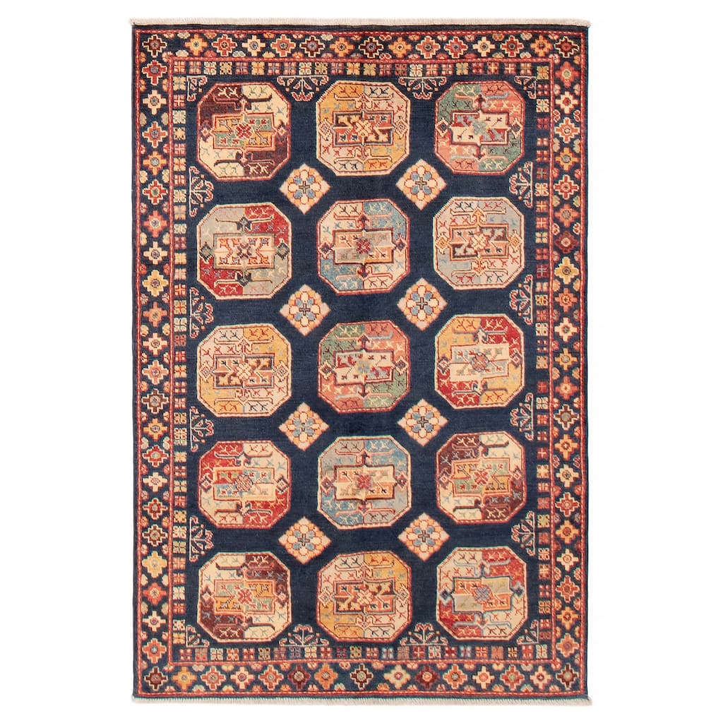 ECARPETGALLERY Hand-knotted Uzbek Ghazni Navy Wool Rug - 4'0 x 5'9