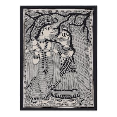 Novica Handmade Radha And Krishna Saga Madhubani Painting