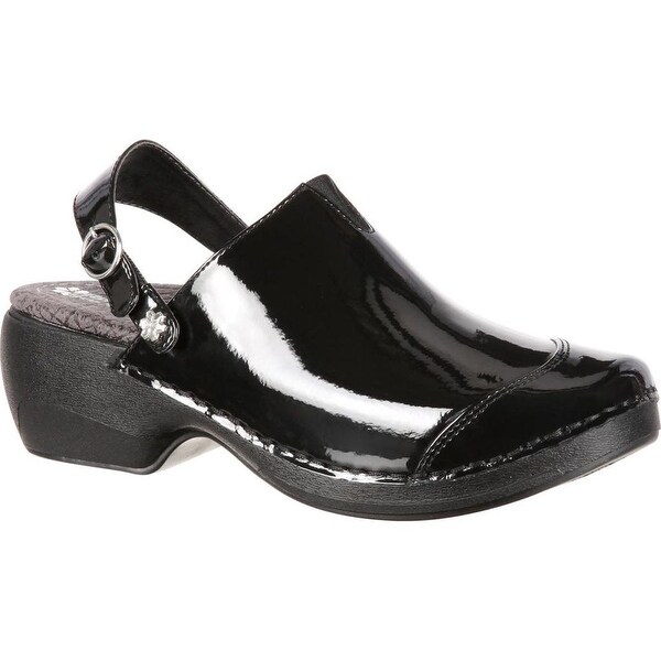 black patent leather clogs sale