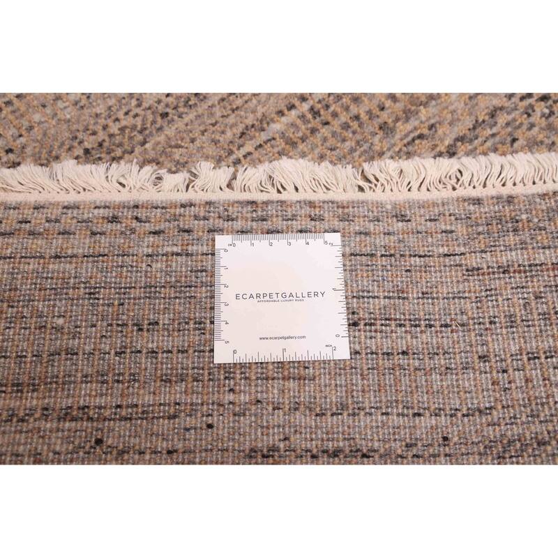 ECARPETGALLERY Hand-knotted Finest Silk Shadow Taupe Viscose, Wool Rug - 6'0 x 9'0